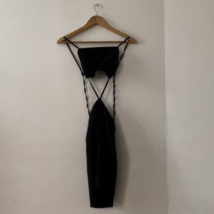 ASOS STRUCTURED STRAPPY MINI DRESS WITH SQUARE NECK, TIE DETAIL